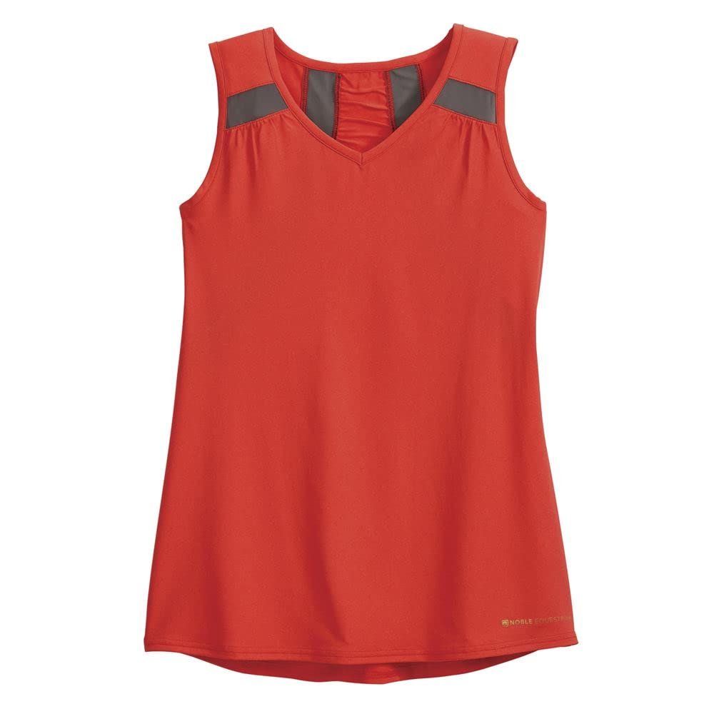 Noble Equestrian Ladies' Erin Solid Tank Top, Color: Cherry Red/Asphalt, Size: Xs