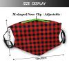 Niqqzit Buffalo Plaid Black and Red Check Mask with Filter Breathable Face Mask Washable Balaclava Bandana Mouth Cover with Adjustable Ear Loops view 2