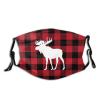 Niqqzit Red Buffalo Check Plaid Moose Deer Mask with Filter Breathable Face Mask Washable Balaclava Bandana Mouth Cover with Adjustable Ear Loops view 1