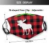 Niqqzit Red Buffalo Check Plaid Moose Deer Mask with Filter Breathable Face Mask Washable Balaclava Bandana Mouth Cover with Adjustable Ear Loops view 2