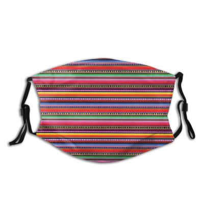 Niqqzit Serape Rainbow Stripes Mexican Pattern Mask with Filter Breathable Face Mask Washable Balaclava Bandana Mouth Cover with Adjustable Ear Loops