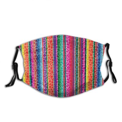 Niqqzit Mexico Serape Leopard Print Mask with Filter Breathable Face Mask Washable Balaclava Bandana Mouth Cover with Adjustable Ear Loops