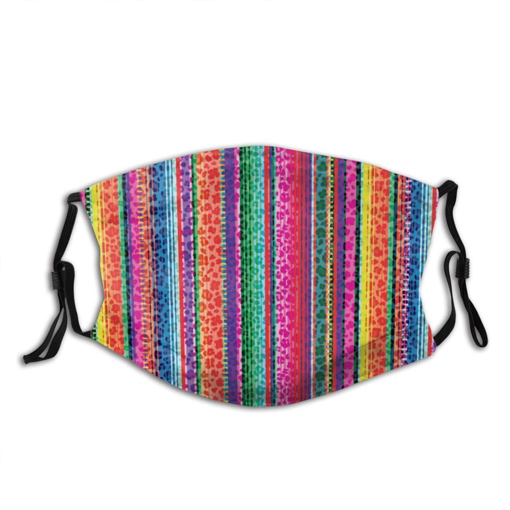 Niqqzit Mexico Serape Leopard Print Mask with Filter Breathable Face Mask Washable Balaclava Bandana Mouth Cover with Adjustable Ear Loops