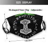 Niqqzit Vikings Mjolnir and Rune Wheel Norse Mythology Symbol Mask with Filter Breathable Face Mask Washable Balaclava Bandana Mouth Cover with Adjustable Ear Loops view 2