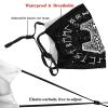 Niqqzit Vikings Mjolnir and Rune Wheel Norse Mythology Symbol Mask with Filter Breathable Face Mask Washable Balaclava Bandana Mouth Cover with Adjustable Ear Loops view 4