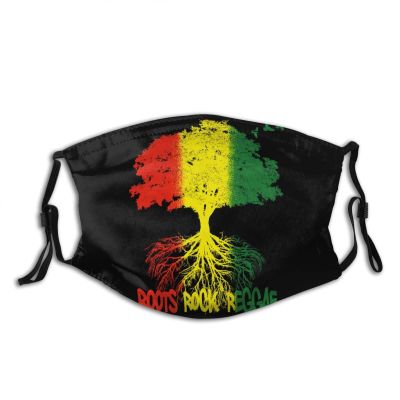 Niqqzit Jamaican Tree Roots Rock Reggae Mask with Filter Breathable Face Mask Washable Balaclava Bandana Mouth Cover with Adjustable Ear Loops