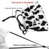 Niqqzit Cow Print Black & White Mask with Filter Breathable Face Mask Washable Balaclava Bandana Mouth Cover with Adjustable Ear Loops view 4