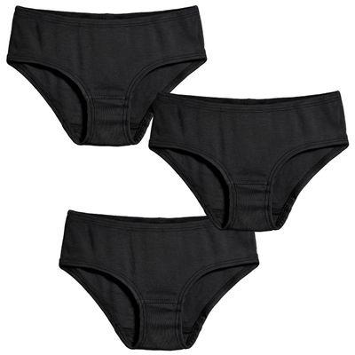 City Threads Big Girls Organic Cotton Brief Underwear for Sensitive Skin and Sensory Friendly Clothing SPD, Black, 2T