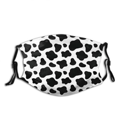 Niqqzit Cow Print Black & White Mask with Filter Breathable Face Mask Washable Balaclava Bandana Mouth Cover with Adjustable Ear Loops