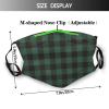 Niqqzit Green Buffalo Check Plaid Mask with Filter Breathable Face Mask Washable Balaclava Bandana Mouth Cover with Adjustable Ear Loops view 2