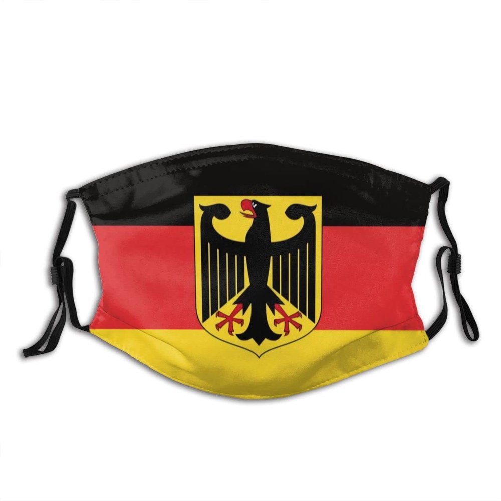 Niqqzit German Eagle Flag Mask with Filter Breathable Face Mask Washable Balaclava Bandana Mouth Cover with Adjustable Ear Loops