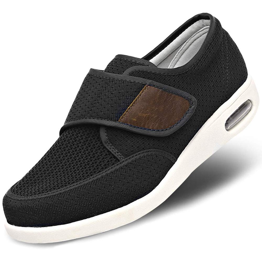 Orthoshoes Mens Diabetic Edema Shoes Lightweight Walking Mesh Breathable Wide Sneakers Strap Adjustable Easy On and Off for Elderly, Swollen Feet, Plantar Fasciitis