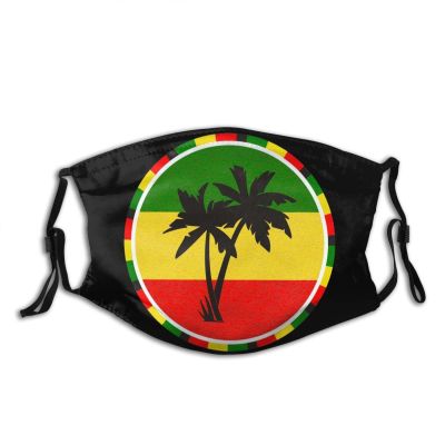 Niqqzit Jamaican Coconut Tree Reggae Color Mask with Filter Breathable Face Mask Washable Balaclava Bandana Mouth Cover with Adjustable Ear Loops