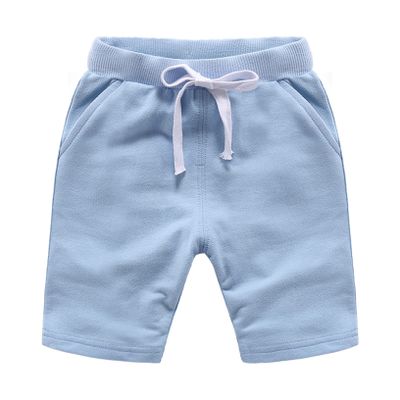 Yeahdor Toddler Baby Boy Girl Cotton Drawstring Shorts Solid Pull On Knit Short Pants Summer Outfit Sky Blue 4-5 Years