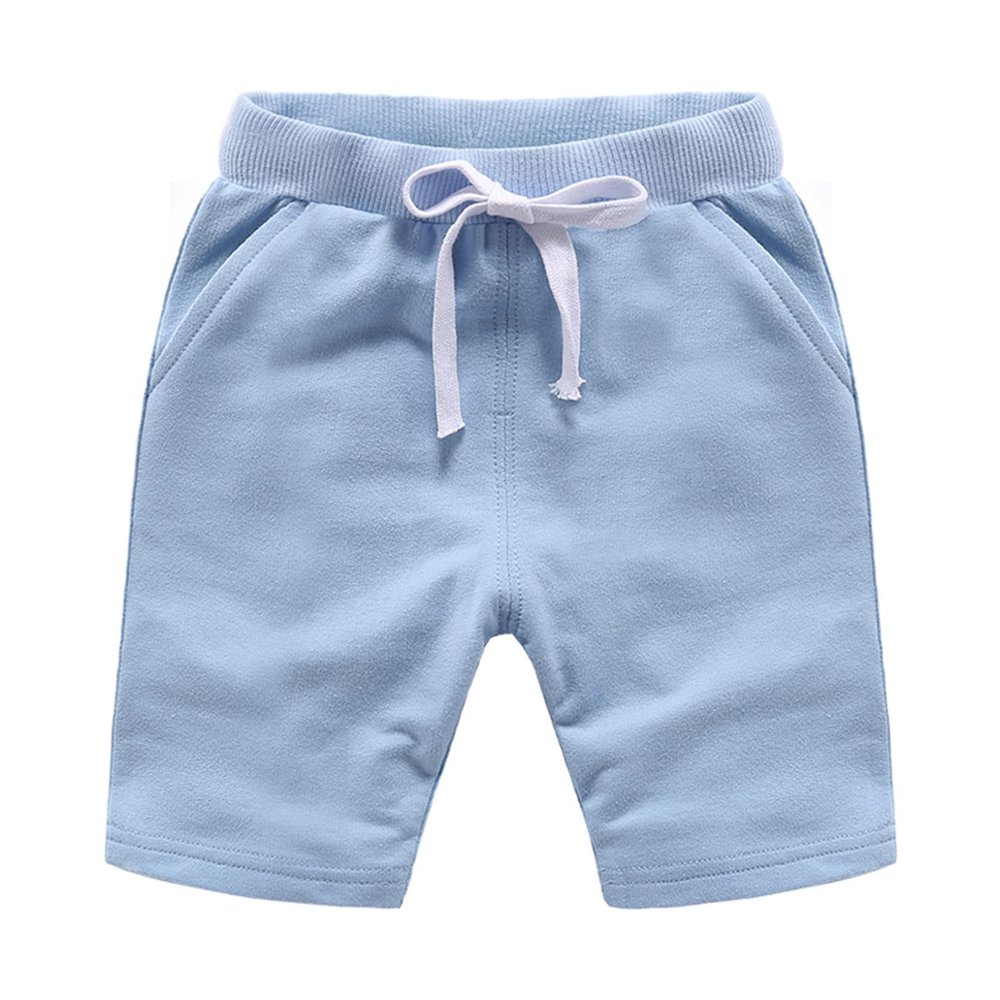 Yeahdor Toddler Baby Boy Girl Cotton Drawstring Shorts Solid Pull On Knit Short Pants Summer Outfit Sky Blue 4-5 Years