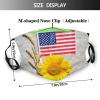 Niqqzit Sunflower American Flag Mask with Filter Breathable Face Mask Washable Balaclava Bandana Mouth Cover with Adjustable Ear Loops view 2