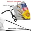 Niqqzit Sunflower American Flag Mask with Filter Breathable Face Mask Washable Balaclava Bandana Mouth Cover with Adjustable Ear Loops view 4