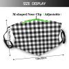 Niqqzit Buffalo Plaid Black and White Check Mask with Filter Breathable Face Mask Washable Balaclava Bandana Mouth Cover with Adjustable Ear Loops view 2