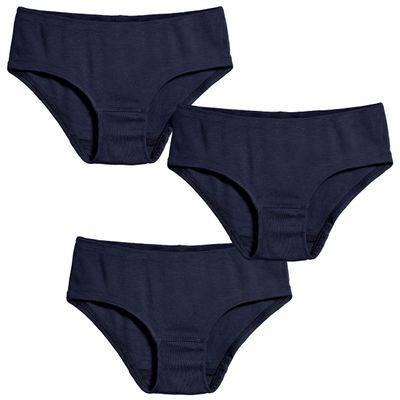 City Threads Big Girls Organic Cotton Brief Underwear for Sensitive Skin and Sensory Friendly Clothing SPD, Navy, 18/24M