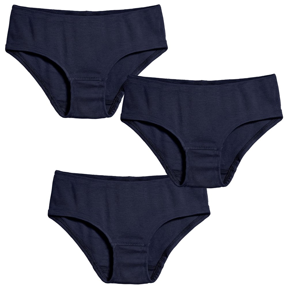 City Threads Big Girls Organic Cotton Brief Underwear for Sensitive Skin and Sensory Friendly Clothing SPD, Navy, 18/24M
