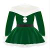 Moily Kids Girls Velvet Long Sleeve Figure Ice Skating Dress Tutu Skirt Dance Leotard Christmas Santa Dress Outfit V Neck Green 4 Years view 3