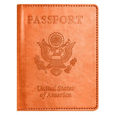 Passport and Vaccine Card Holder Combo, Passport Holder with Vaccine Card Slot, Passport Wallet, Passport Cover, Passport Case, Passport Holder for Women and Men(BA-Orange)