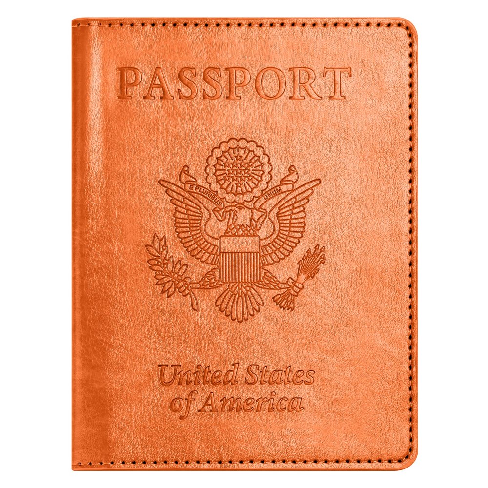 Passport and Vaccine Card Holder Combo, Passport Holder with Vaccine Card Slot, Passport Wallet, Passport Cover, Passport Case, Passport Holder for Women and Men(BA-Orange)