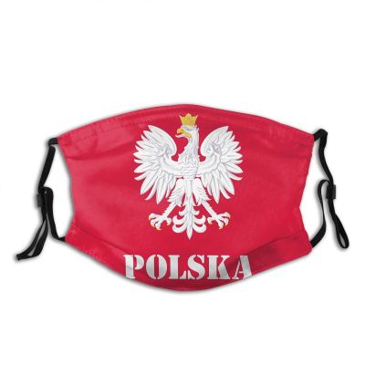 Niqqzit Poland Polish Flag Mask with Filter Breathable Face Mask Washable Balaclava Bandana Mouth Cover with Adjustable Ear Loops