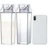 17 oz Milk Carton Water Bottles Clear Plastic Milk Box Portable Reusable Square Juice Bottles for Outdoor Sports Travel Camping Activities(2 Pieces) view 1