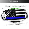 Niqqzit Thin Blue Line US American Flag Mask with Filter Breathable Face Mask Washable Balaclava Bandana Mouth Cover with Adjustable Ear Loops view 2