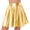 Alvivi Women's Sexy High Waist Mini Skirt Glossy Shiny Metallic Holographic Party Flared Skirts Gold Large view 2