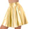 Alvivi Women's Sexy High Waist Mini Skirt Glossy Shiny Metallic Holographic Party Flared Skirts Gold Large view 3