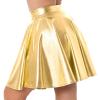 Alvivi Women's Sexy High Waist Mini Skirt Glossy Shiny Metallic Holographic Party Flared Skirts Gold Large view 4