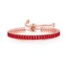 Dainty Sparkling Crystal Tennis Bracelets Set 18K Gold Plated Shiny Cubic Zirconia Jewelry Birthday Gifts for Women-Red view 2