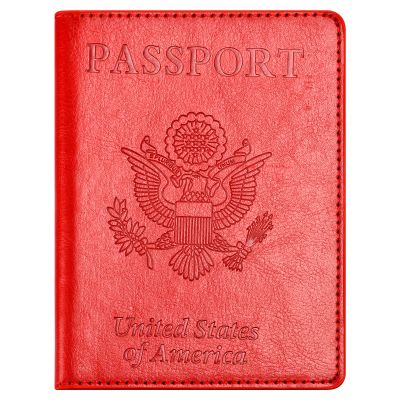 Eoehro Passport and Vaccine Card Holder Combo, Faux Leather, Compact, Lightweight, Waterproof, Red