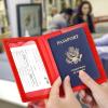 Eoehro Passport and Vaccine Card Holder Combo, Faux Leather, Compact, Lightweight, Waterproof, Red view 2