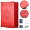 Eoehro Passport and Vaccine Card Holder Combo, Faux Leather, Compact, Lightweight, Waterproof, Red view 4