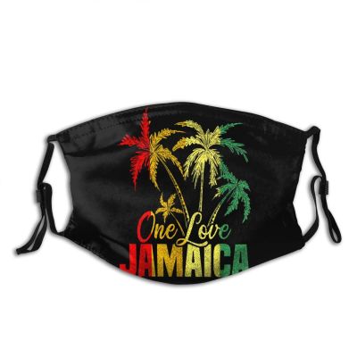 Niqqzit One Love Jamaica Caribbean Vacation Reggae Mask with Filter Breathable Face Mask Washable Balaclava Bandana Mouth Cover with Adjustable Ear Loops