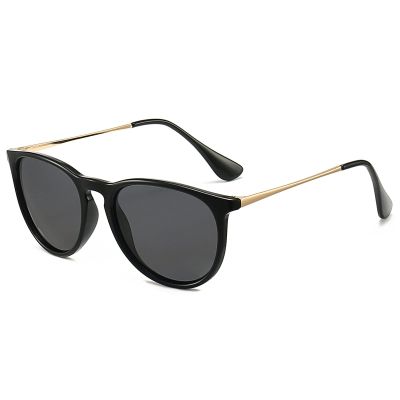 ANRRI Polarized Vintage Round Sunglasses for Women Men Classic Retro Designer Style Black Lens