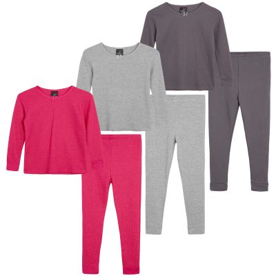 dELiA*s Girls Thermal Underwear Set 6 Piece Waffle Knit Thermal Long Johns