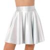 Loloda Women's Holographic Mini Skirt Club Party Dance Dress Anime JK Metallic Pleated Skirts Silver A X-Large view 4