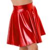 Loloda Women's Holographic Mini Skirt Club Party Dance Dress Anime JK Metallic Pleated Skirts Red Medium view 2