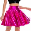 Loloda Women's Holographic Mini Skirt Club Party Dance Dress Anime JK Metallic Pleated Skirts Hot Pink Medium view 2