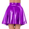 Loloda Women's Holographic Mini Skirt Club Party Dance Dress Anime JK Metallic Pleated Skirts Purple Small view 3