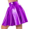 Loloda Women's Holographic Mini Skirt Club Party Dance Dress Anime JK Metallic Pleated Skirts Purple Small view 4