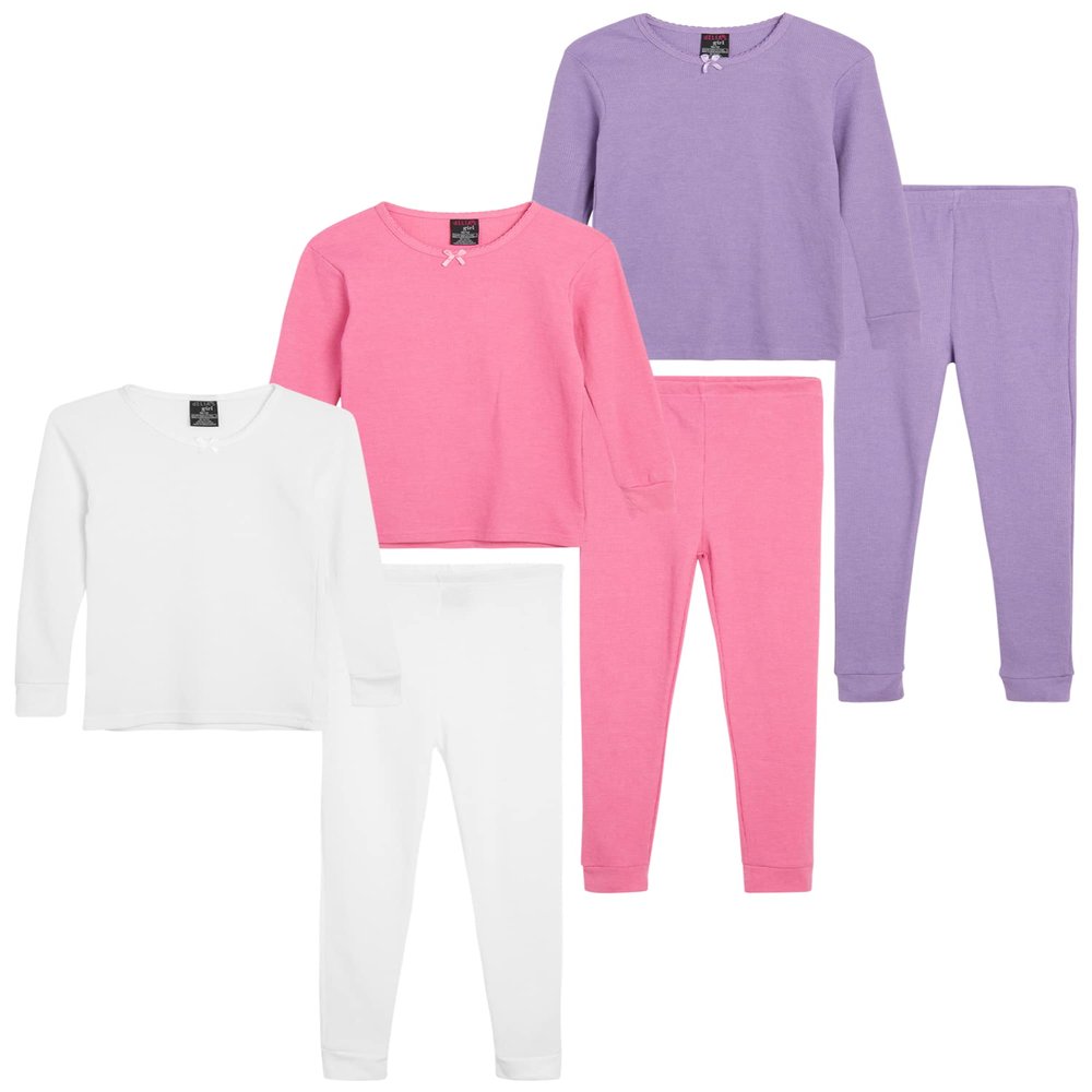 dELiA*s Girls Thermal Underwear Set 6 Piece Waffle Knit Thermal Long Johns