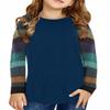 SELINK Girl's Casual Big Kids Long Sleeve Striped Color Block Casual Tees with Pockets Blue Striped XXL view 1
