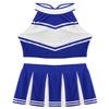 Aislor Women's Cheer Leader Uniform Outfits Cheerleading Costume Sleeveless Crop Top with Mini Pleated Skirt Blue Small view 3