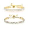 Dainty Sparkling Crystal Tennis Bracelets Set 18K Gold Plated Shiny Cubic Zirconia Jewelry Birthday Gifts for Women-Gold view 1
