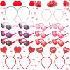 20 Pieces Valentines Day Pink Heart Sunglasses Rimless Sunglasses Heart Headbands for Women Men Red Sequin Love Shaped Head Boppers Valentines Party Supplies Photo Props Holiday Wedding Birthday view 1